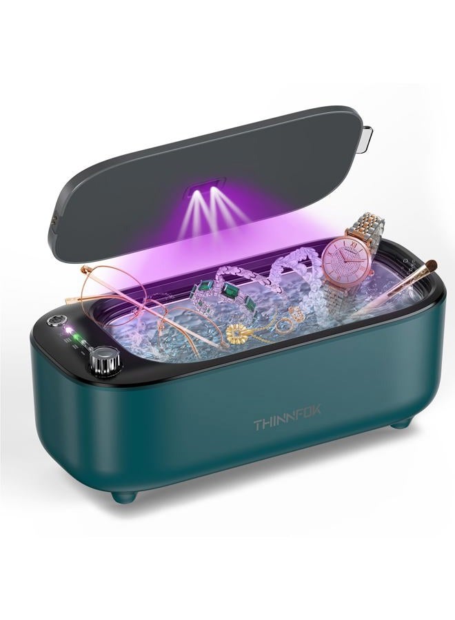 THINNFOK Ultrasonic Jewelry Cleaner, Jewelry Cleaning Machine, Intelligent Variable Frequency 47KHz-50KHz, Professional Sonic Cleaner with UV for Rings, Glasses, Watches, Dentures - Image 1