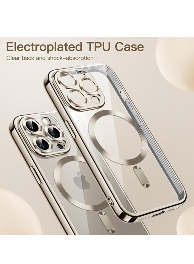 MIGOFAST Soft Clear Case for iPhone 15 Pro Max 6.7-Inch, Camera Lens Full Protection, Compatible with MagSafe Wireless Charging, Shockproof Electroplated TPU Phone Cover (Natural Titanium) - Image 3