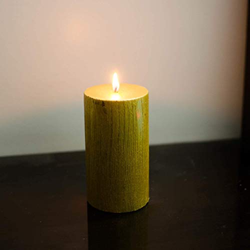Floryn Decor Rustic Finish Metallic Big Pillar Candle | Smokeless & Dripless Pillar Candle (Gold, 3 * 12 inch) - Image 2
