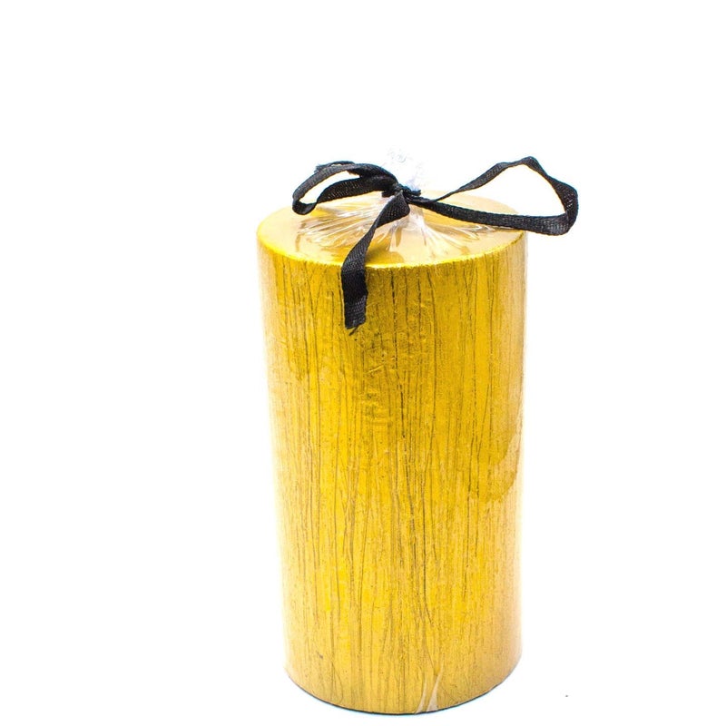 Floryn Decor Rustic Finish Metallic Big Pillar Candle | Smokeless & Dripless Pillar Candle (Gold, 3 * 12 inch) - Image 4