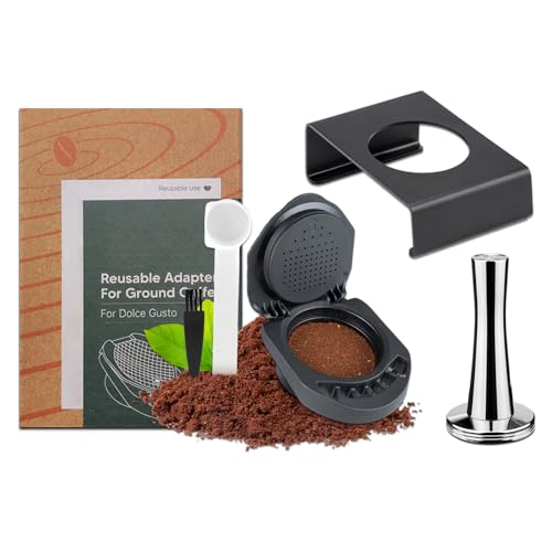 FOXNSK Reusable Capsule Adapter for Dolce Gusto, Refillable Coffee Capsule Converter with 41mm Tamper and Adapter Bracket Compatible for Piccolo XS/Genio S/EDG 305 - Image 1