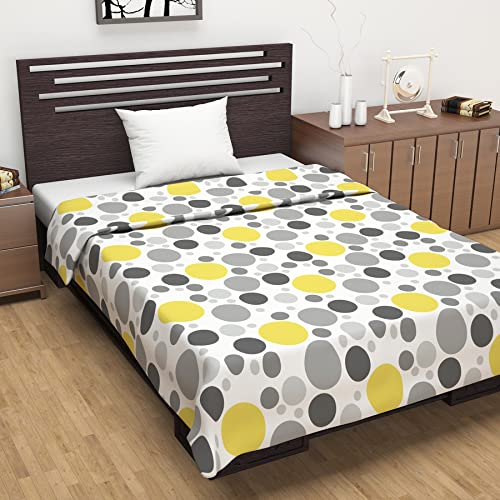 Divine Casa 100% Cotton Reversible Single Bed Dohar | Lightweight & Soft AC Blanket | Summer Quilt | 210 x 140 CM, Geometric Silver & Lemon - Image 1