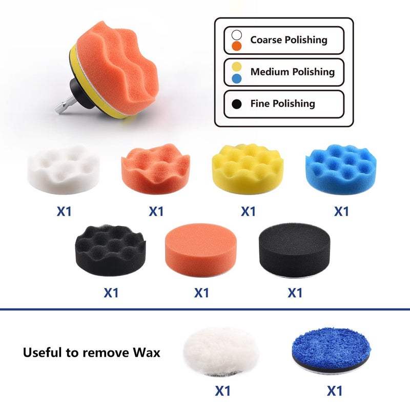 Tshya 3 inch Drill Polishing Kit Buffer Sanding Attachment Car Head Light Restore Pads with Eraser Wheel Waterproof Sanding Discs Include 240-5000# Total 122 Pack - Image 3