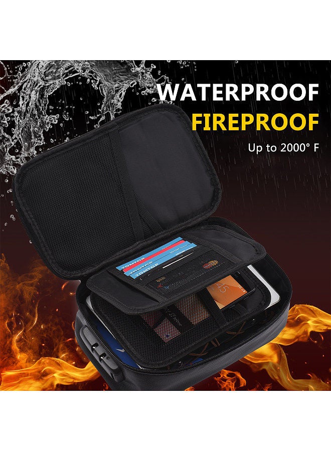 Generic Fireproof File Document Bag Safety Organizer with 3-Digit Lock Zipper Closure Fire & Water Resistant Money Pouch Multi-Layer Card Case for Home Office Travel Passport Certificates  - Image 2
