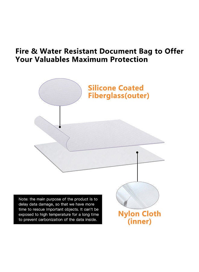 Generic Fireproof File Document Bag Safety Organizer with 3-Digit Lock Zipper Closure Fire & Water Resistant Money Pouch Multi-Layer Card Case for Home Office Travel Passport Certificates  - Image 3