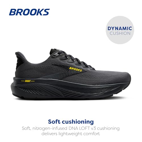Brooks Men’s Ghost 17 Neutral Running Shoe - Ebony/Black/Yellow - 8.5 Medium - Image 2