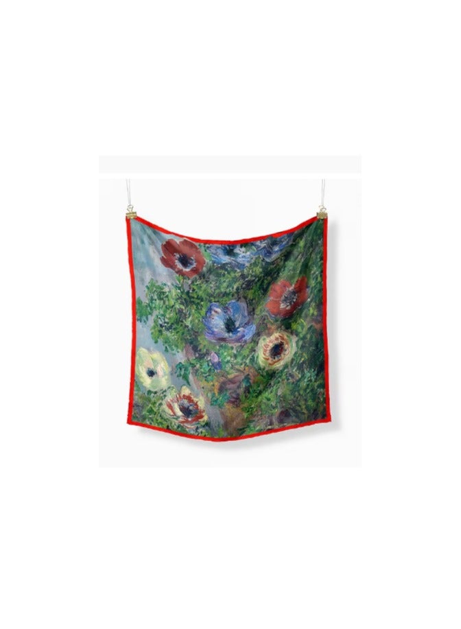 Scarf made of soft silk satin, featuring bright colors and delicate prints. High quality material - imported 