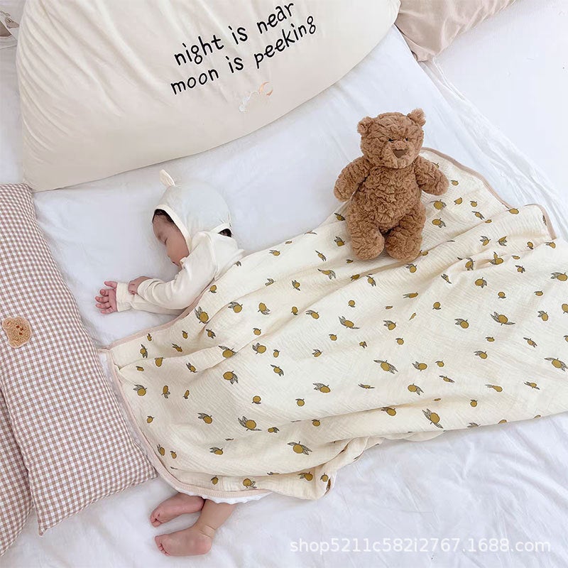 Children's Double Gauze Zou Cloth Soothing Bean Blanket Baby Blanket Bath Towel Cotton Summer Cool Thin Quilt Four Seasons Blanket Wholesale - Image 1