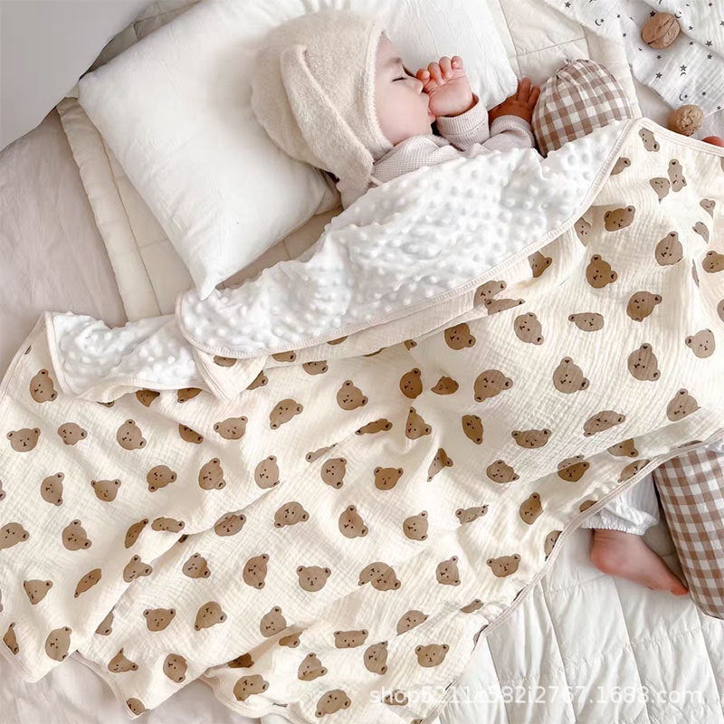 Children's Double Gauze Zou Cloth Soothing Bean Blanket Baby Blanket Bath Towel Cotton Summer Cool Thin Quilt Four Seasons Blanket Wholesale - Image 2