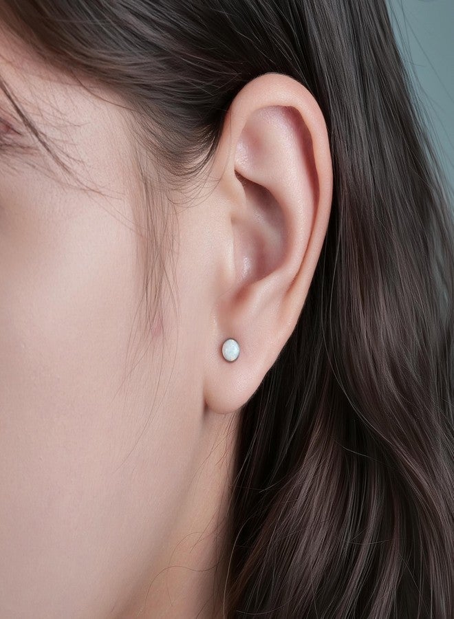 limerencia 20G Opal Titanium Flatback Earrings for Sensitive Ears, G23 Hypoallergenic Titanium Post Screw Back on Earrings for Cartilage Helix Tragus, 3MM, Titanium, Opal - Image 2