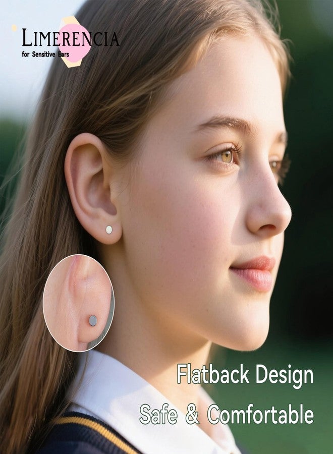 limerencia 20G Opal Titanium Flatback Earrings for Sensitive Ears, G23 Hypoallergenic Titanium Post Screw Back on Earrings for Cartilage Helix Tragus, 3MM, Titanium, Opal - Image 3