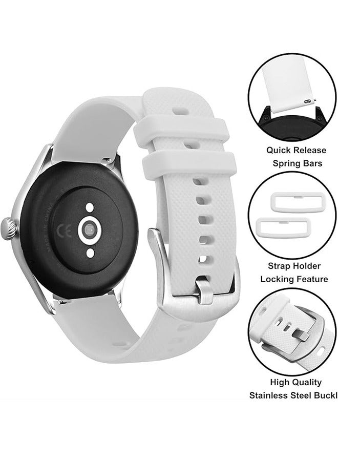 Silicone watch strap 20mm Compatible with Samsung Galaxy  Watch 7/6/5/4 40mm 44mm/Watch 6 Classic 43mm 47mm/Watch 5 Pro 45mm/Watch 4 Classic/Active 2 Band, 20mm Soft Silicone Sport Strap Wristbands Women Men(White)  - Image 1