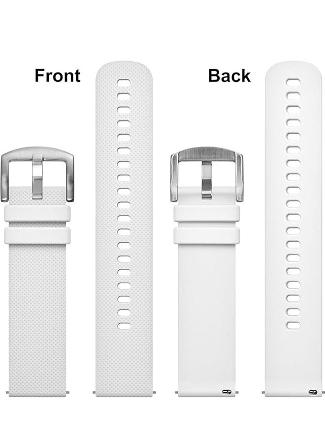 Silicone watch strap 20mm Compatible with Samsung Galaxy  Watch 7/6/5/4 40mm 44mm/Watch 6 Classic 43mm 47mm/Watch 5 Pro 45mm/Watch 4 Classic/Active 2 Band, 20mm Soft Silicone Sport Strap Wristbands Women Men(White)  - Image 2
