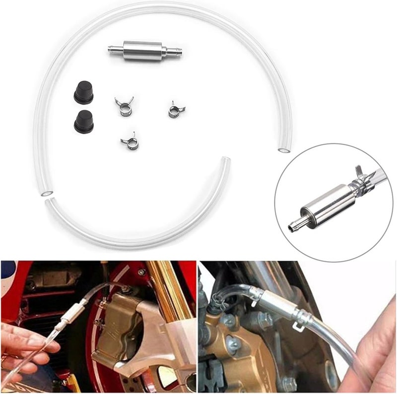 Brake Fluid Bleeder Set Hose Check Valves Tube Bleeding Tool Set for Motorcycle Clutches Check Valves Tool - Image 2