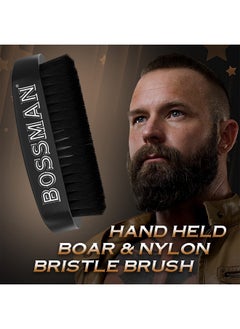 bossman Beard Brush For Men - Hand Held Boar & Nylon Bristle Brush - Detangling Brush For Beard And Hair Care  - Image 3