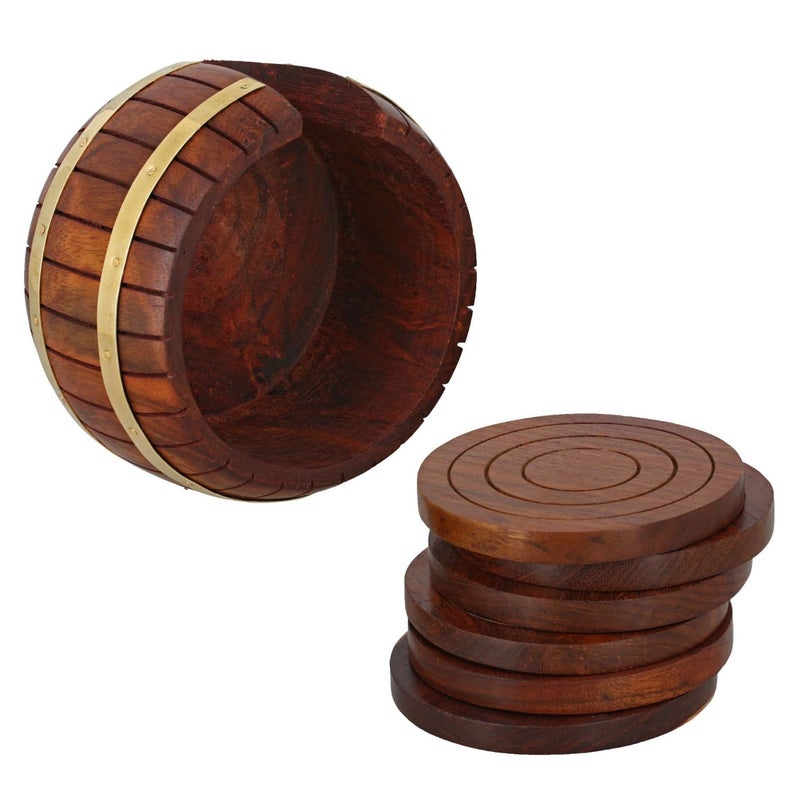 ITOS365 Wooden Drink Coasters Wood Table Coaster Set of 6 for Tea Cups Coffee Mugs Beer Cans Bar Tumblers and Water Glasses - Image 3