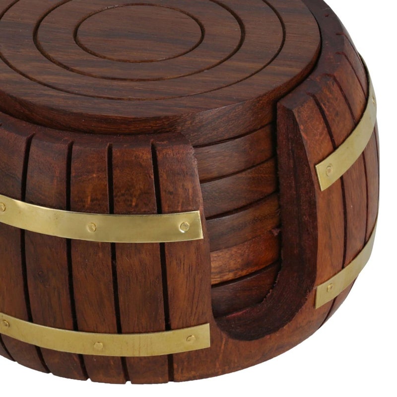 ITOS365 Wooden Drink Coasters Wood Table Coaster Set of 6 for Tea Cups Coffee Mugs Beer Cans Bar Tumblers and Water Glasses - Image 4