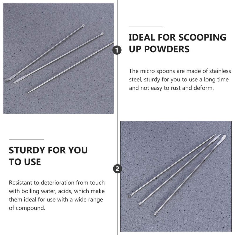 Hemobllo Stainless Steel Lab Spatula - 6 Pcs Micro Lab Sampling Scoop Double Ended Micro Spatula Experiment Spoons Mixing Spatula Reagent Laboratory Sampling Scoop Set - Image 4