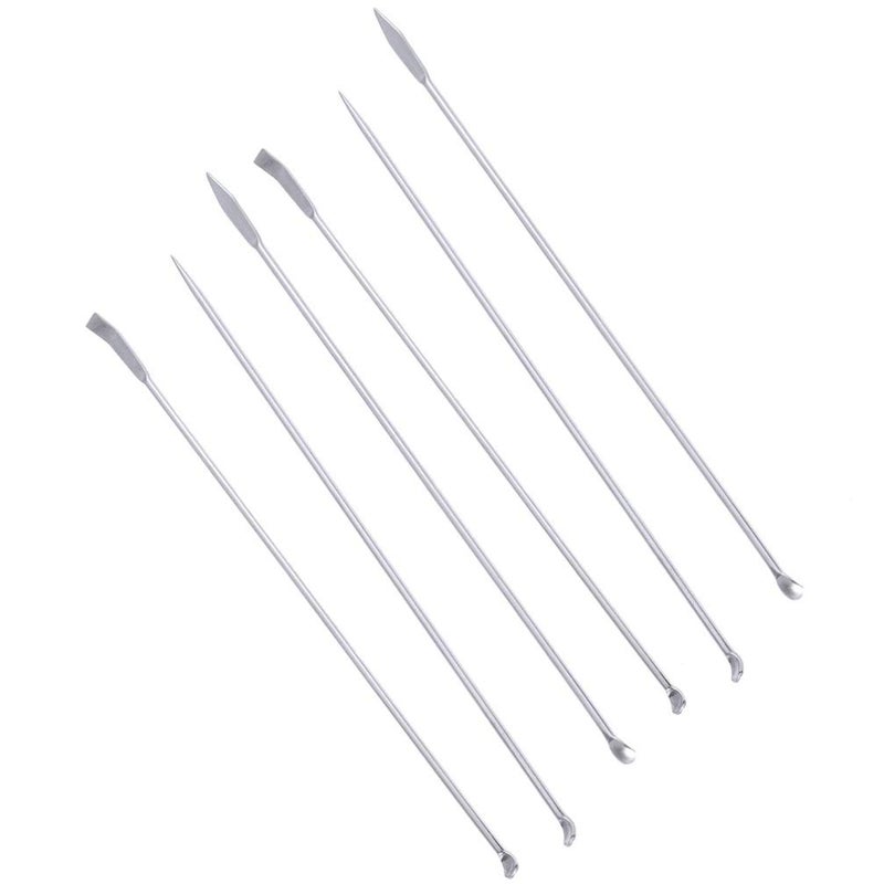 Hemobllo Stainless Steel Lab Spatula - 6 Pcs Micro Lab Sampling Scoop Double Ended Micro Spatula Experiment Spoons Mixing Spatula Reagent Laboratory Sampling Scoop Set - Image 1