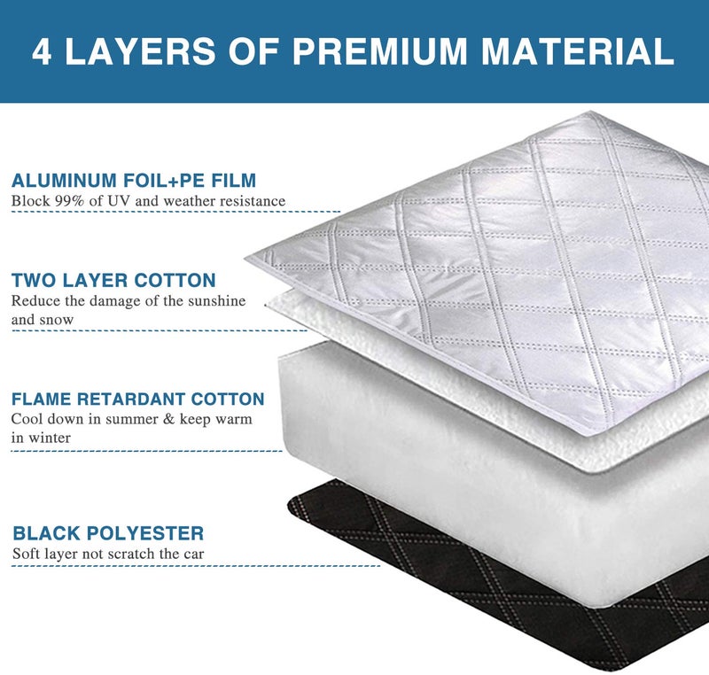 ExcelFu RV Windshield Cover Compatible with Class C Ford E450 1997-2024 Motorhome,Windshield Cover for Ice and Snow RV Front Window Sunshade UV Block 4 Layers with Mirror Cutouts Silver - Image 5