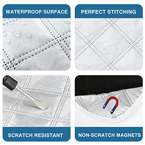 ExcelFu RV Windshield Cover Compatible with Class C Ford E450 1997-2024 Motorhome,Windshield Cover for Ice and Snow RV Front Window Sunshade UV Block 4 Layers with Mirror Cutouts Silver - Image 4