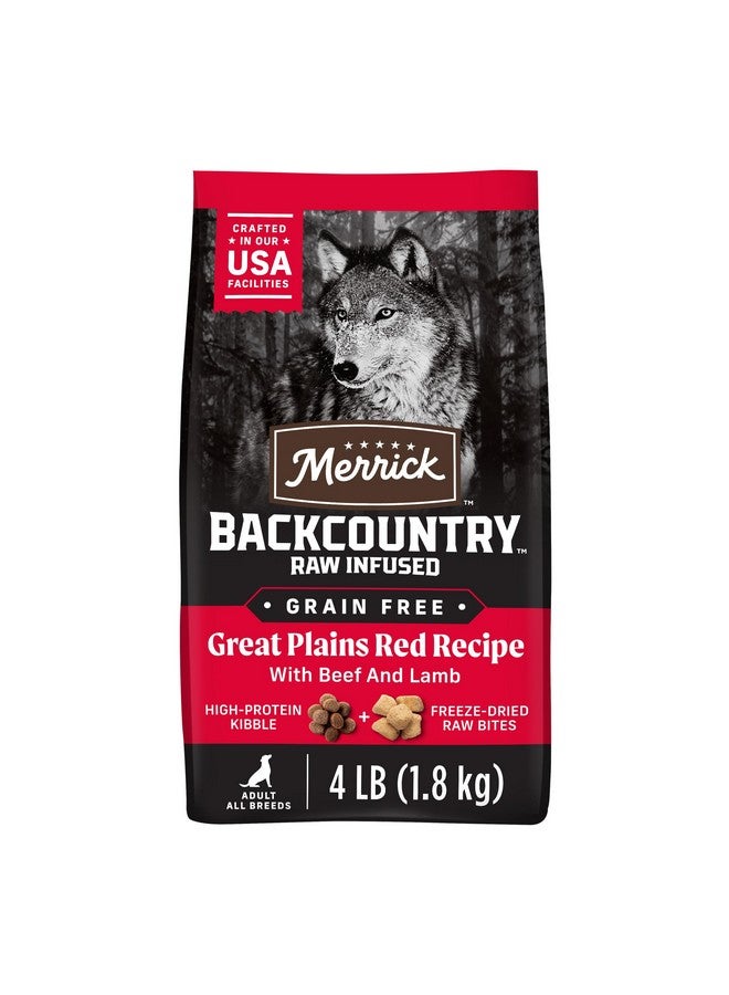 ميريك طعام الكلاب البالغة الجاف الخالي من الحبوب من ميريك باك كانتري، مع قطع خام مجففة بالتجميد، وصفة جريت بلينز ريد - كيس 4.0 رطل - Image 1