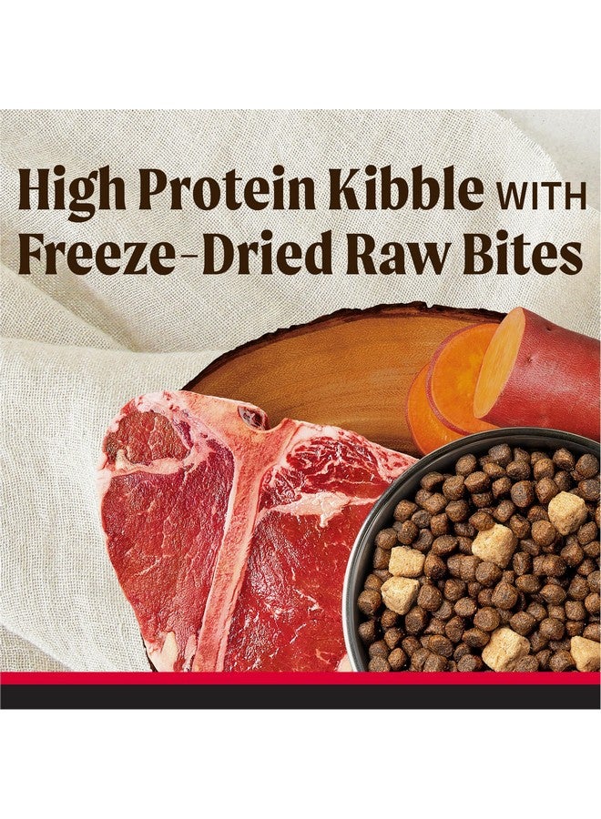 ميريك طعام الكلاب البالغة الجاف الخالي من الحبوب من ميريك باك كانتري، مع قطع خام مجففة بالتجميد، وصفة جريت بلينز ريد - كيس 4.0 رطل - Image 2