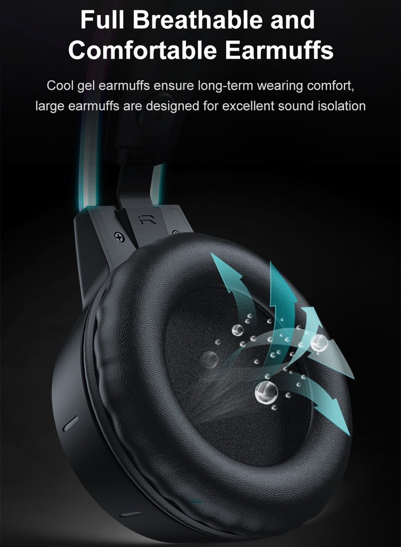 onikuma X15Pro RGB Wired Gaming Headset with Mic Over-Ear Headphones Surround Sound for PC Gamer PS4 PS5 Options Game Movie Music - Black - Image 5