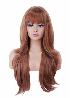 Rugelyss Rugelyss Ginger Brown Wigs for Women 28 Inches Long Wavy Hair Wig with Bang Synthetic Layered Caramel Wigs for Girls Daily Party Use  - Image 1