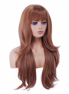 Rugelyss Rugelyss Ginger Brown Wigs for Women 28 Inches Long Wavy Hair Wig with Bang Synthetic Layered Caramel Wigs for Girls Daily Party Use  - Image 4