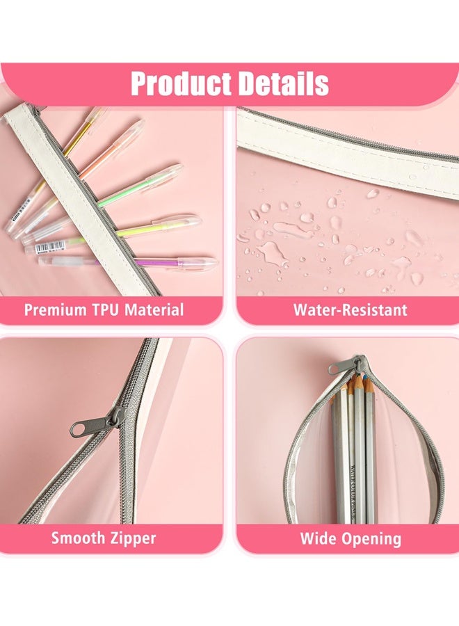 4 Pack Clear Pencil Pouch, Cute Pencil Case, Pencil Bag With Zipper, Teen Portable Pencil Pouch For School & Stationery Supplies - Image 3