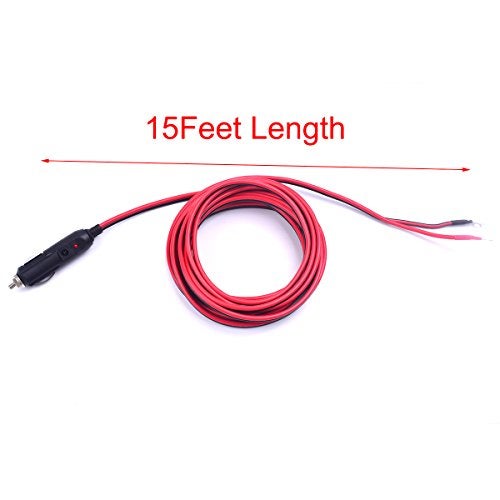 Ekylin Premuim Car Cigarette Lighter Male Plug to Raw Cable Eyelet Terminal Extension Adapter 15FT/15A Heavy Duty Auto Power Supply Cord DC Wire for Electronics Inverter LED Lights Vacuum 12V/24V Devices - Image 3