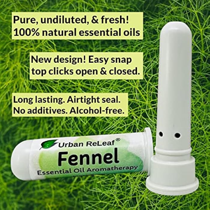 Urban ReLeaf Fennel Essential Oil Aromatherapy Nasal Inhaler — Pure Undiluted Herbal Oil, Easy Open Snap Top. Made in USA. Alcohol-Free. No Mess. Pocket Size. - Image 2