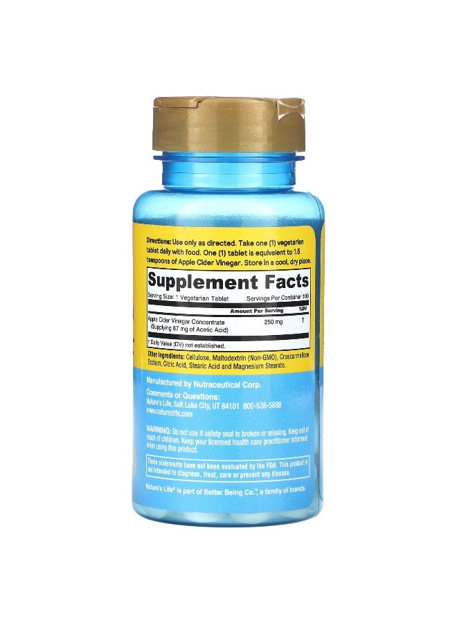 Nature's Life Nature's Life, Apple Cider Vinegar, 250 mg, 100 Tablets  - Image 2