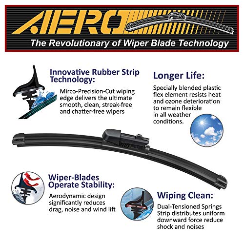 AERO Avenger 24"+21" Premium All-Season Windshield Wiper Blades with Extra Rubber Refills OEM Replacement for Chevrolet Chevy Malibu 2012-2008 Traverse 2017-2009 GMC Acadia 2010-2007 & More (Set of 2) - Image 2