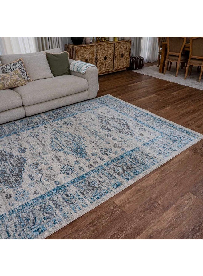 HANDPICKED FURNITURE Ultra Soft Area Carpets For Bed Room Living Room And Dining Room Anti-Slip Floor Carpets Easy To Clean 200 X 300 Cm 66 X 98 Ft-  Blue - Image 4