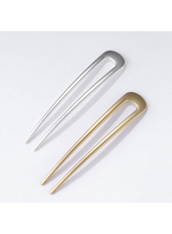 FRDTLUTHW Large French Hair Pins Metal Ushaped Hair Sticks(Pack Of 2 Gold&Silver) - Image 5