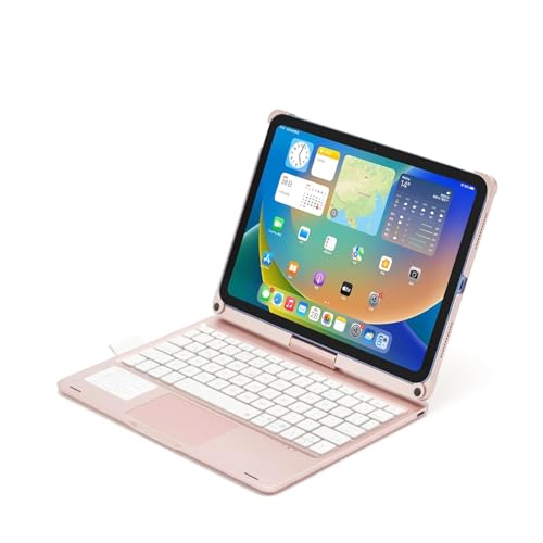ProElite 360 Degree Rotatable Wireless Bluetooth TouchPad Keyboard Case Cover for Apple iPad Air 13 inch M4/M3/M2 2026/2025/2024 & iPad Pro 12.9 5th/6th Gen, Built-in 7-Colors Backlit, Rose Gold - Image 4