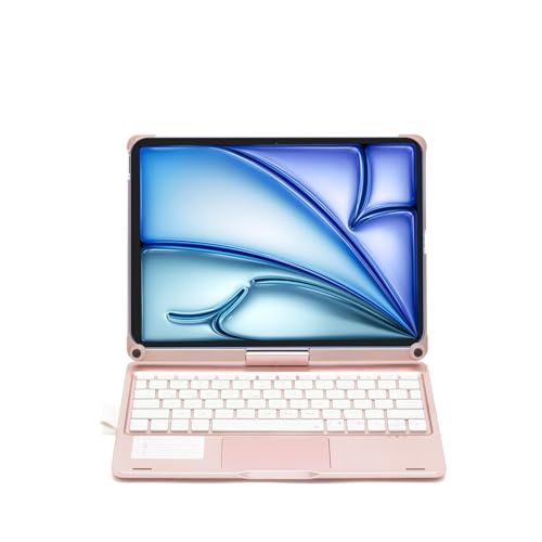 ProElite 360 Degree Rotatable Wireless Bluetooth TouchPad Keyboard Case Cover for Apple iPad Air 13 inch M4/M3/M2 2026/2025/2024 & iPad Pro 12.9 5th/6th Gen, Built-in 7-Colors Backlit, Rose Gold - Image 2