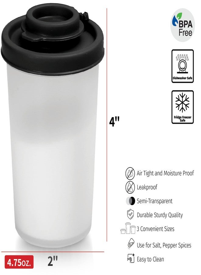 SIGNORAWARE Salt and Pepper Shakers Moisture Proof Set of 2 Large Salt Shaker to go Camping Picnic Outdoors Kitchen Lunch Boxes Travel Spice Set Clear with Black Lids Plastic Airtight Dispenser - Image 2