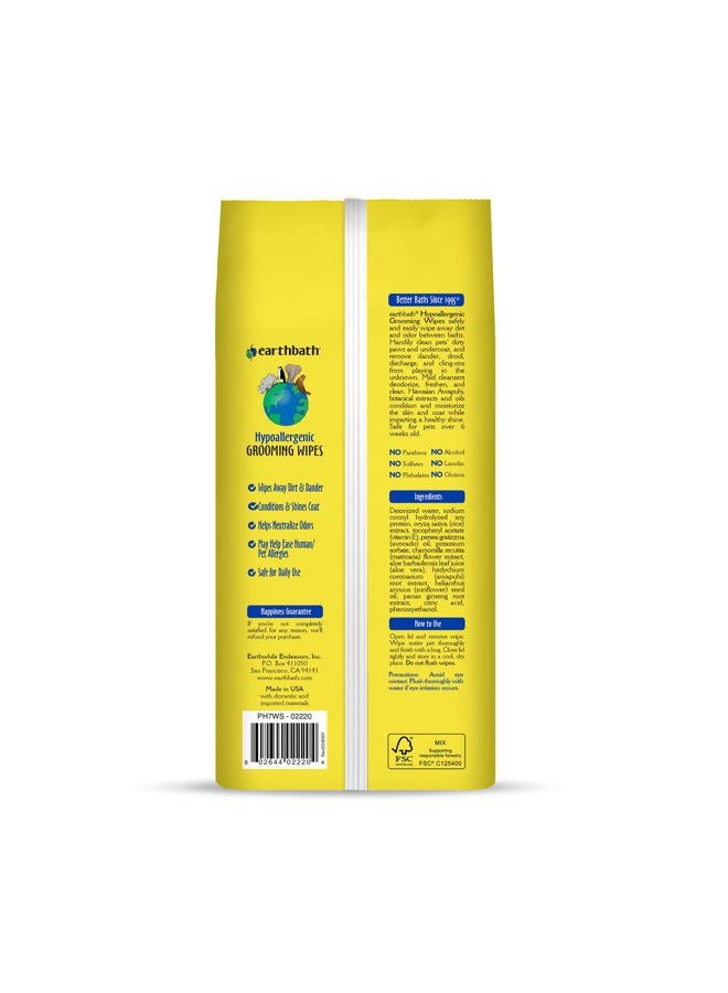 earthbath Natural Hypo Allergenic Grooming Wipes Fragrance Free, White, 100Pcs - Image 2