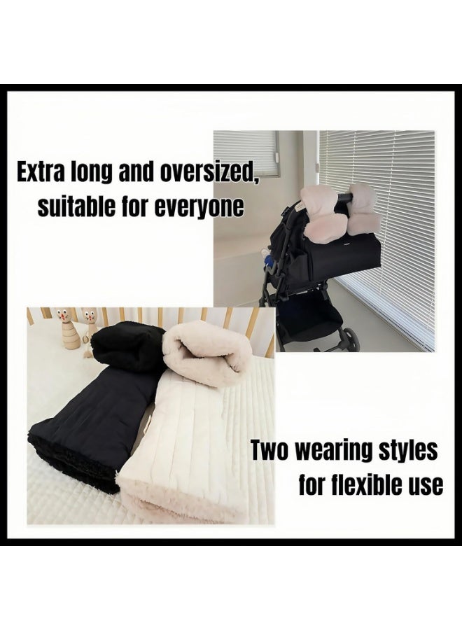 Baby Stroller Hand Muffs, Waterproof Windproof Warm Gloves with Lamb Wool Lining, Oversized Stroller Handle Warmers with Magic Tape - Image 5