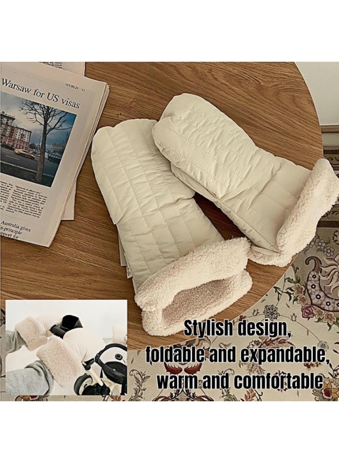 Baby Stroller Hand Muffs, Waterproof Windproof Warm Gloves with Lamb Wool Lining, Oversized Stroller Handle Warmers with Magic Tape - Image 4