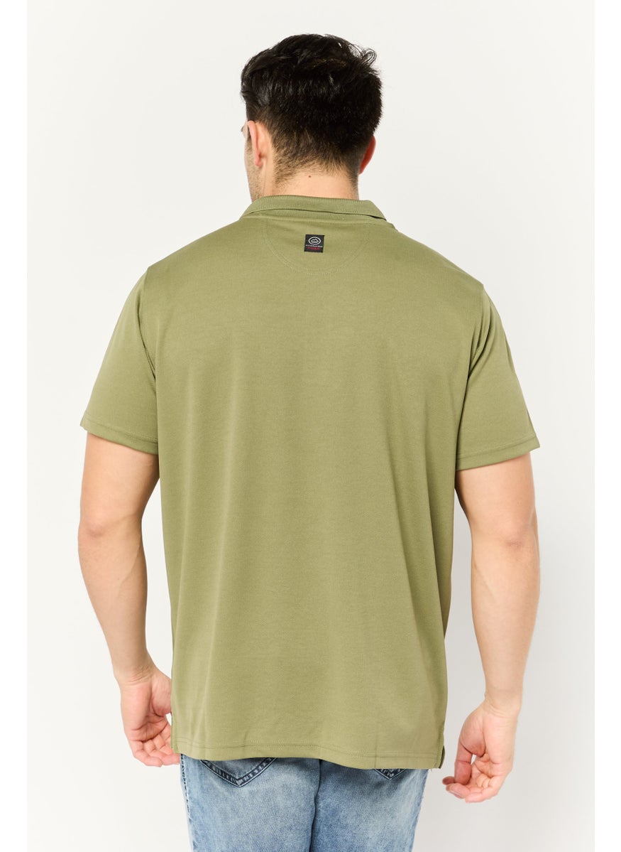 Wrangler - Men Regular Fit Short Sleeves Textured Polo Shirt, Sage Green - Image 1
