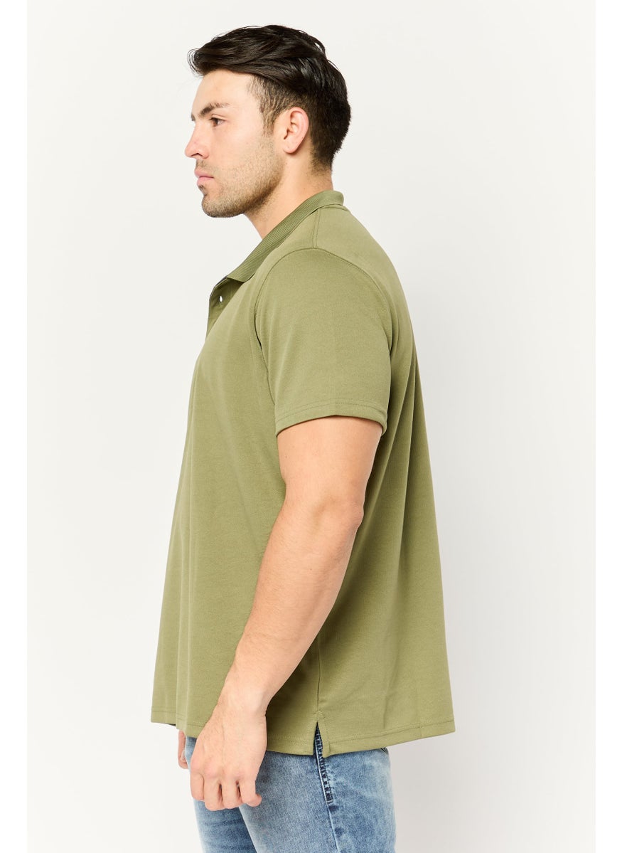Wrangler - Men Regular Fit Short Sleeves Textured Polo Shirt, Sage Green - Image 1