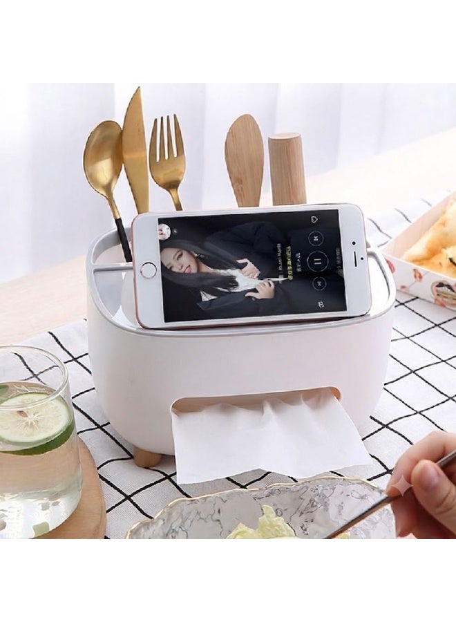 Tissue box with wooden legs + organizer - Image 1