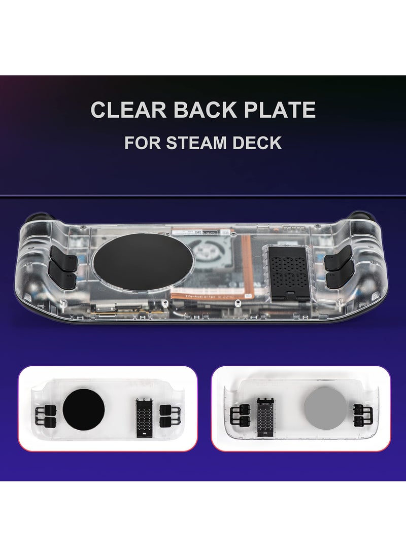 SYOSI - Transparent Replacement Plate for Steam Deck, Clear Shell Case Set Back Plate with Integrated Stand Transparent Protective Case with Heat-Dissipationg Transparent Shell Case for Steam Deck - Image 1