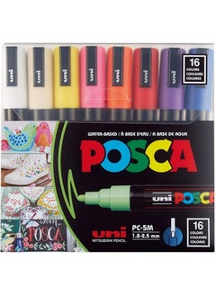 POSCA طقم قلم طلاء أكريليك 16 قطعة، مقاس متوسط 1.8 مم - 2.5 مم  - Image 1