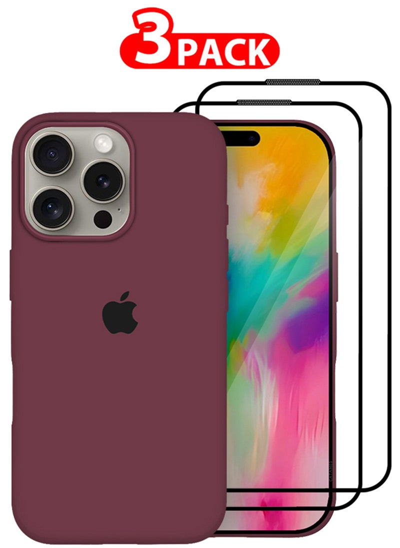 CATANES (for iPhone 16 Pro Max) 3 Pack Case and 2 Screen Protectors, Slim Silicone Case, Full Covered Anti Scratch Shockproof Protective Cover  - Image 1