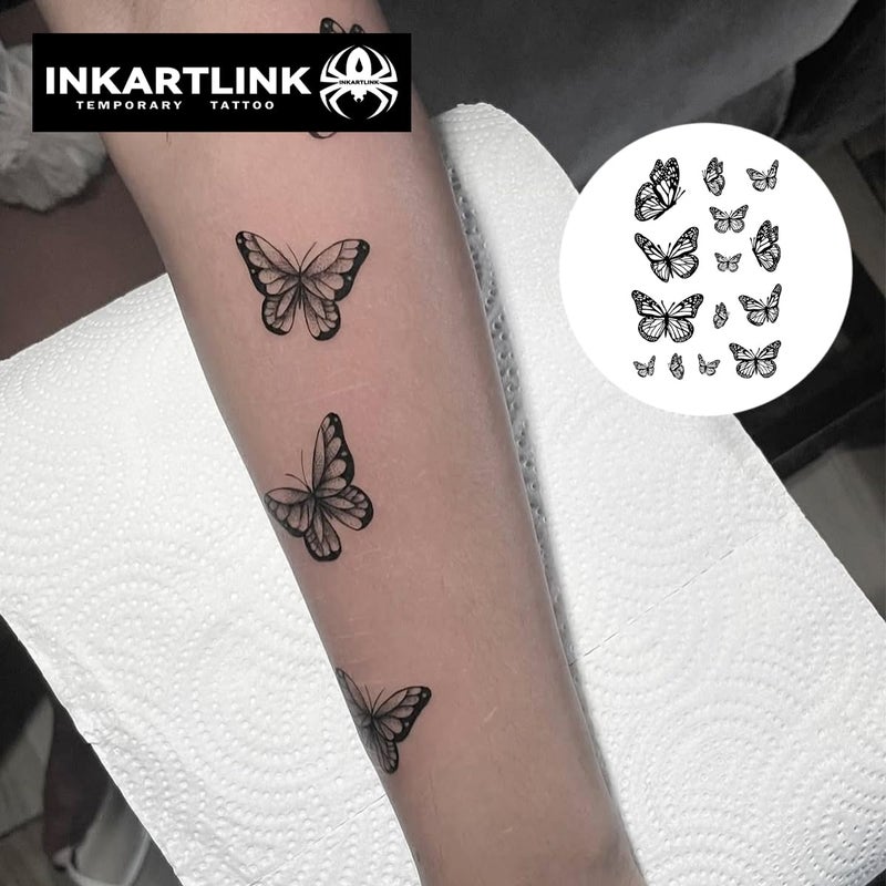 INKARTLINK Semi Permanent Tattoo, Realistic Butterfly Temporary Tattoo, Suitable for Sweet Girls, Waterproof and Non-reflective, Exquisite Packaging, Unique Design (Butterfly 1) - Image 3